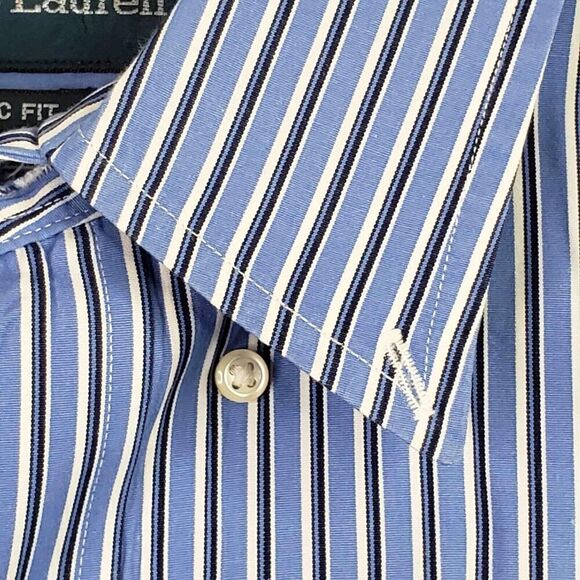 Polo Ralph Lauren Oxford Shirt Men's XL 17.5 Blue Vertical Stripe LS Button Down - Picture 5 of 11